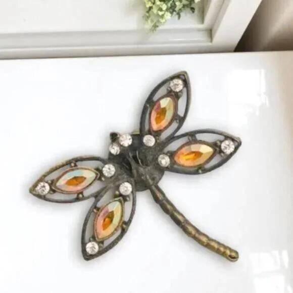 Vintage Dragonfly Glass Jeweled Perfume Bottle - Picture 7 of 7